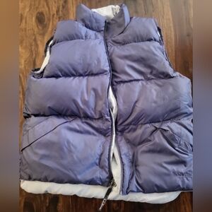 EDDIE BAUER WOMEN'S SZ L REVERSIBLE Purple Puffer Vest EXCELLENT COND